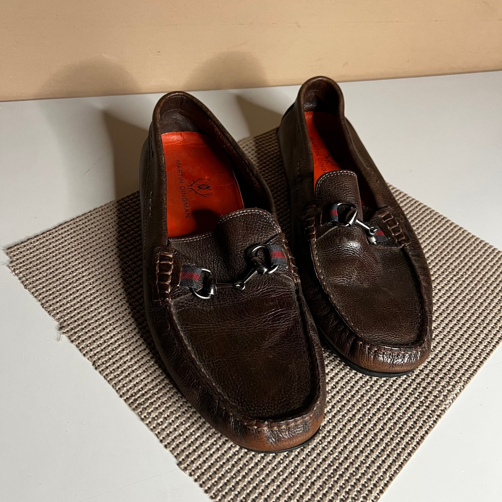 Martin Dingman Bill Brown Leather Horsebit Driving Loafers Mens 10 M Brazil